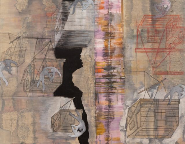 רעידת אדמה, 2020/21, אקריליק על קנבס, 100/100 ס"מ